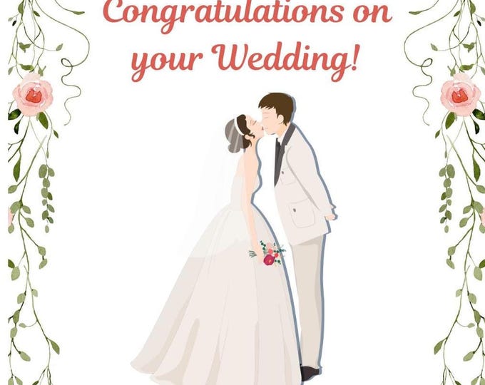 Wedding Card with Floral Arch, Couple Under Archway, "We Are So Happy for Both of You", Best Wishes Card for Newlyweds, Congratulations