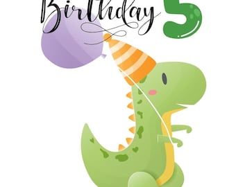 Dinosaur 5th Birthday Card for Boy
