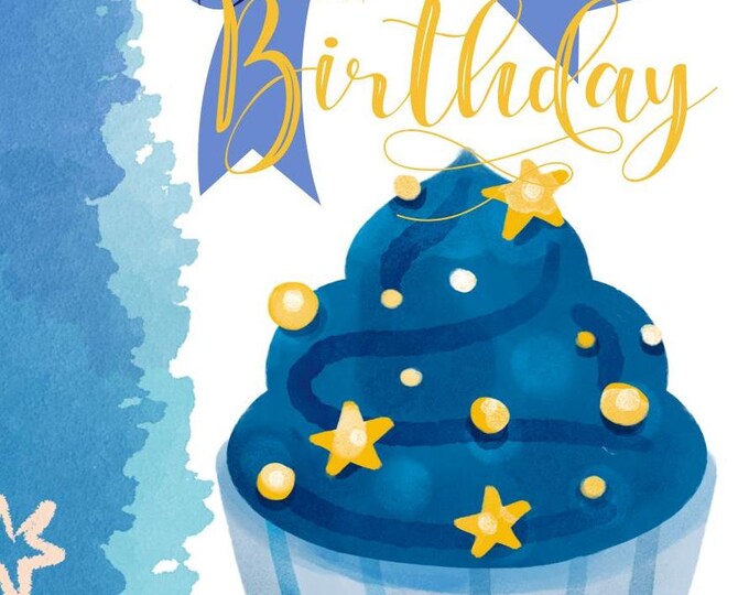 Cupcake Birthday Card, "Hope All Your Birthday Wishes Come True", Cute Printable Greeting Card. Sweet Birthday Wishes for Her, Him, Friend