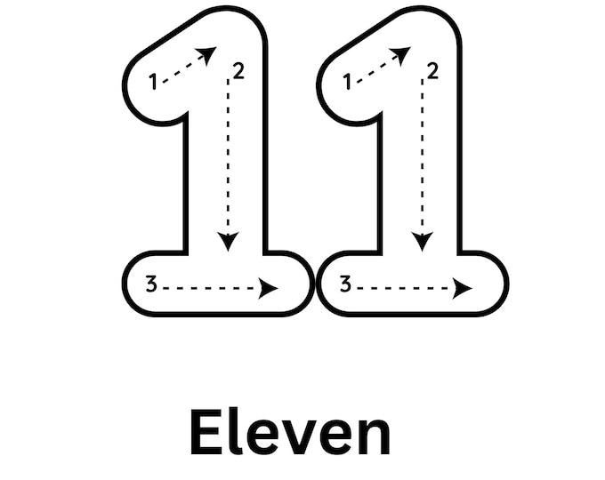 Traceable numbers 11-20 with spelling, number tracing printable for kids, preschool & kindergarten learning, handwriting practice worksheets