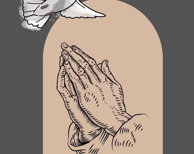 There is Power in Prayer Poster, 1 Thessalonians 5:16-17, Christian Wall Art with Dove and Praying Hands, Inspirational Faith Decor
