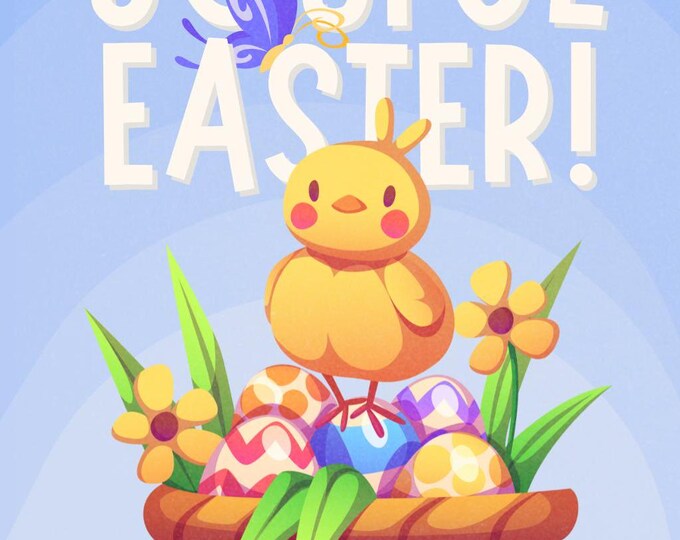 Bright and Whimsical Easter Card, Colorful digital download, Whimsical easter cards, printable card, instant download, Joyous Easter cards