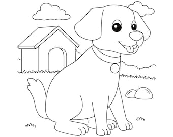House Pets Coloring Pages: Dog, Cat, Hamster, and More (Digital Download) Set of 10