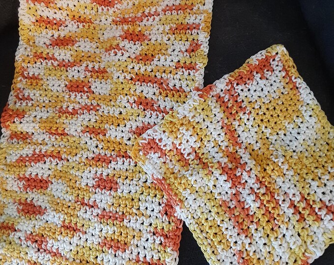 100% cotton kitchen gift set, crochet dishcloth and towel set, Eco-friendly and reusable, soft, absorbent, sustainable crochet kitchen cloth