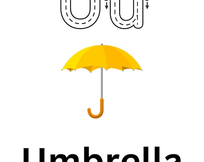 U-Y, Educational and fun learning the alphabet and animals with traceable letters, digital download, printable at home, fun with letters