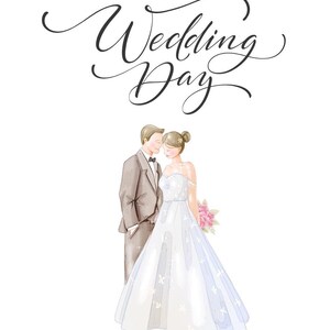 Niedliche Hochzeitskarte mit Paar, Kuchen und Tauben, die Ihnen eine Lebensdauer von Liebe und Glück wünschen, süsse Karte für Brautpaare, Hochzeits-Glückwünsche