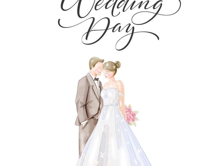 Cute Wedding Card with Couple, Cake, and Doves, Wishing You a Lifetime of Love and Happiness, Sweet Card for Newlyweds, Wedding Congrats