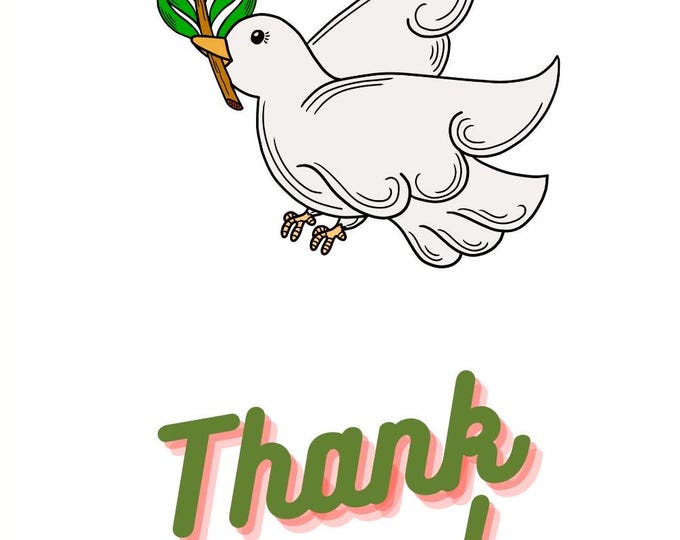 Christian or Nature-Inspired Gratitude Card, Thank You Card with Dove and Branch, Friendship and Thoughtfulness Card, Peaceful Design,
