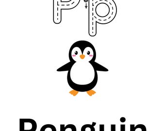 P-T, Educational and fun learning the alphabet and animals with traceable letters, digital download, printable at home, fun with letters
