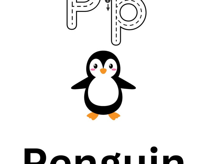 P-T, Educational and fun learning the alphabet and animals with traceable letters, digital download, printable at home, fun with letters