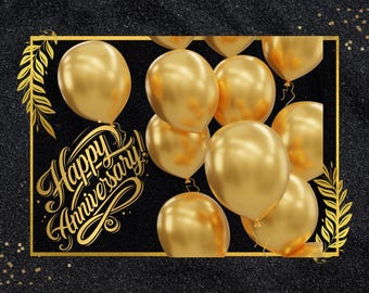 Golden 50th Anniversary Poster, Printable Gift (24" x 18") (Digital Download)