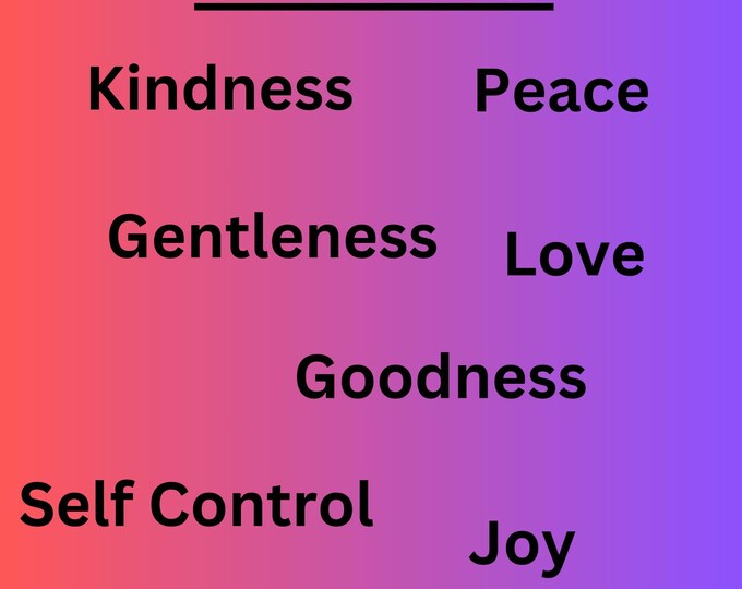 Fruit of the Spirit Poster, Galatians 5:22-23 Wall Art, Christian Kids Room or Sunday School Decor, Love Joy Peace Bible Print