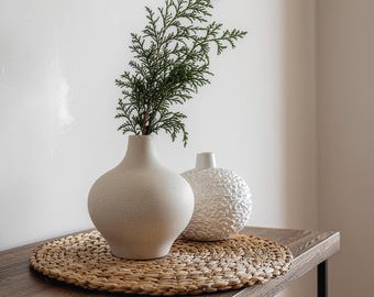 Set of 3 Minimalist Vase Prints, Neutral Botanical Line Art, Modern Greenery Wall Decor