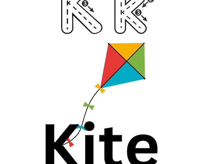 K-O, Educational and fun learning the alphabet and animals with traceable letters, digital download, printable at home, fun with letters
