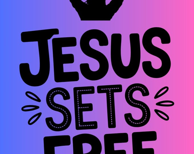 Jesus Sets Free Phone Wallpaper, Christian Lock Screen with Broken Chains, Inspirational Digital Download, Faith Freedom Bible Quote
