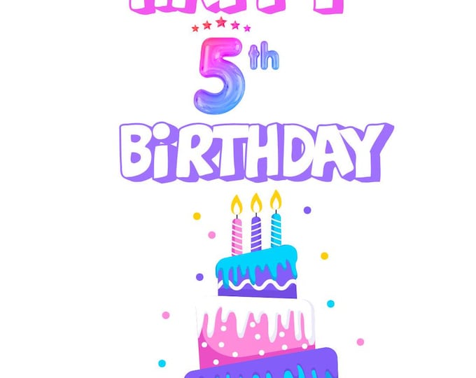 Funny 5th Birthday Card for Girl, Five Whole Years, Cute and Sweet Message for Daughter, Niece, or Friend. Little Princess Birthday Card