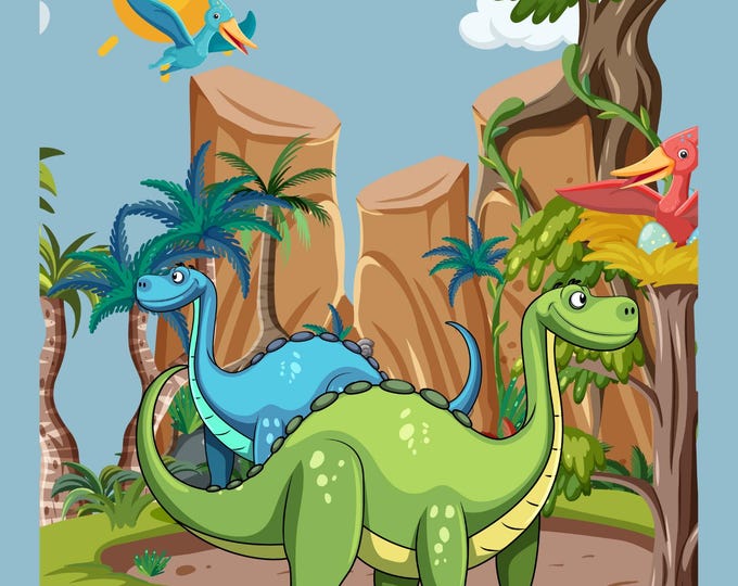 Dinosaurs Posters (8.5" x 11") set of 5), Printable Dinosaur Wall Art for Kids Room or Nursery, Dino Decor for Boys or Girls, digital