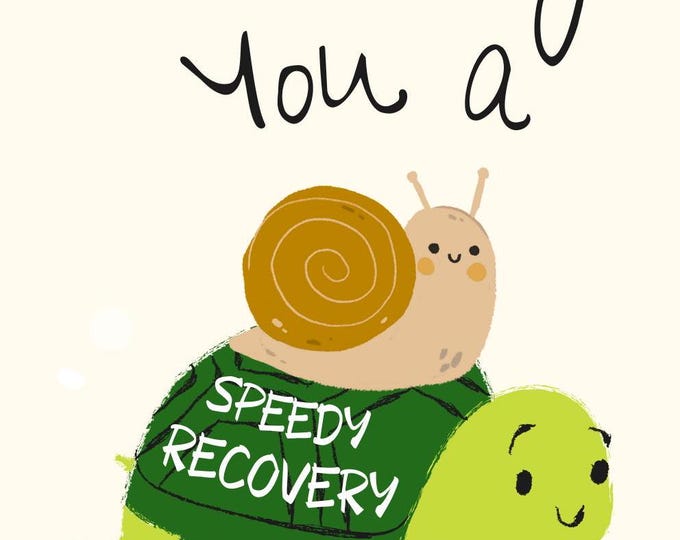 Whimsical Get Well Soon card for a friend, printable get well card digital download, uplifting get well card, sending prayers your way