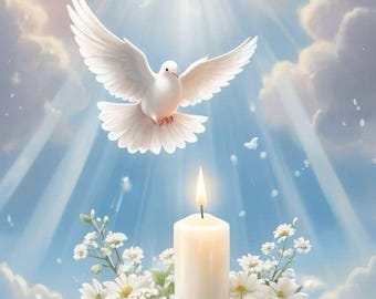 Dove in Clouds Art Print: Spiritual Christian Wall Decor (16x20 Digital)