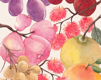 Large Fruit Art Print: Bold Modern Kitchen Wall Decor (16x20")