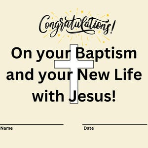 Certificado de Bautismo Imprimible, Sobre tu Bautismo y Nueva Vida con Jesús, Recuerdo Cristiano, Descarga Instantánea, Hito Sagrado