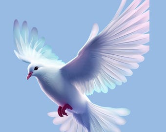Soaring Dove Wall Art 36x48 | Peaceful Christian Print | Holy Spirit Symbol | Inspirational Bird Artwork | Large Spiritual Home Decor