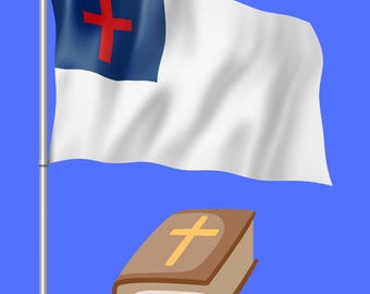 Christian Flag Holy Bible Digital Download, 36x48 Printable Christian Wall Art, Religious Poster for Church, Home, Office, Faith-Based Decor