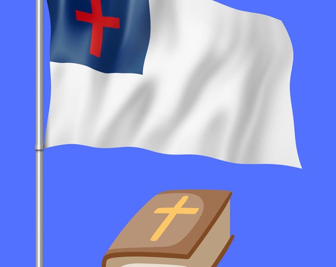Christian Flag Holy Bible Digital Download, 36x48 Printable Christian Wall Art, Religious Poster for Church, Home, Office, Faith-Based Decor