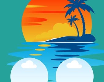 Sunset Beach Photo Collage: Custom 2-Picture Vibrant Print (Digital Download 16x20")