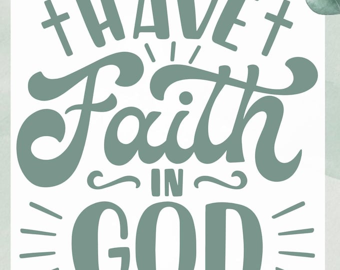 Have Faith in God Christian Poster, Cross, Heart and Dove Wall Art, Inspirational Bible Verse Print, Faith-Based decor, Home Decor Printable