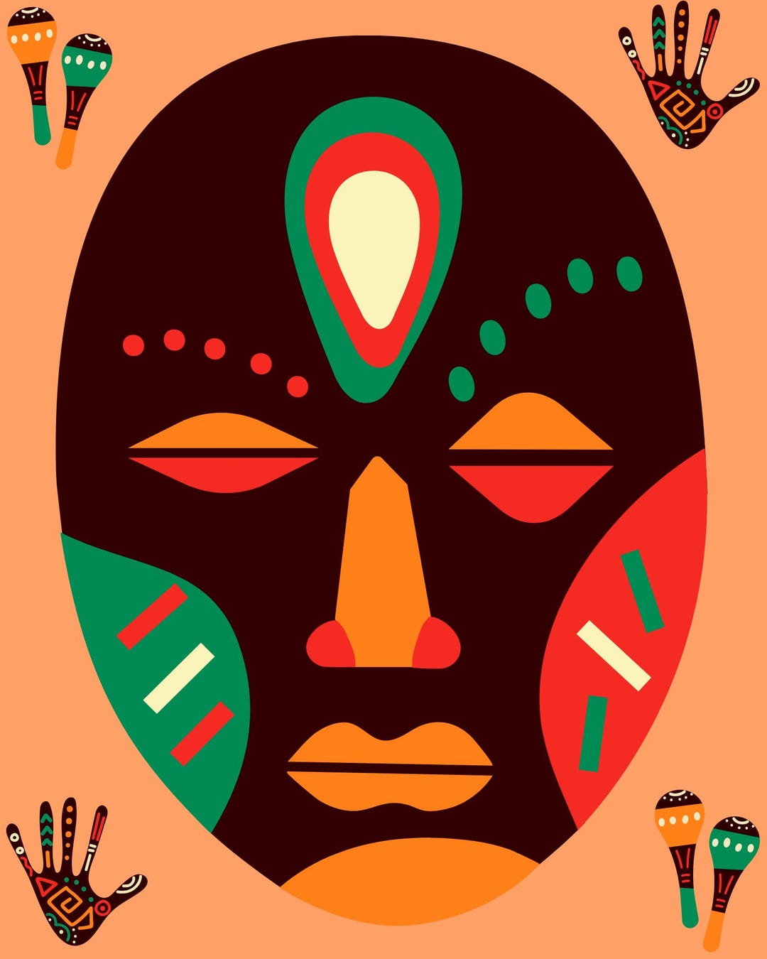 Colorful African Mask Art Print: Tribal Ethnic Decor - Etsy