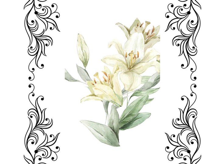 Blessed Easter card gift, digital downloads, floral easter card with cross, printable easter card to print at home, Easter lillies, Blessed