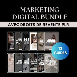 Digital Marketing Bundle, 12 Digital Products with PLR MRR Resale Rights, French Guide, Faceless Ebook, Digital Product to Resell
