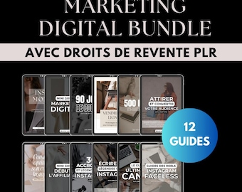 Digital Marketing Bundle, 12 Digital Products with PLR MRR Resale Rights, French Guide, Faceless Ebook, Digital Product to Resell