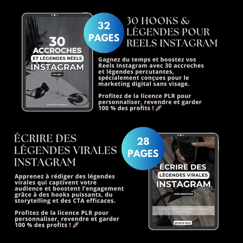 Bundle marketing digital, 12 produits digitaux avec droits de revente PLR MRR, guide français, ebook faceless, produit digital à revendre