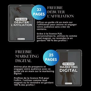 Bundle marketing digital, 12 produits digitaux avec droits de revente PLR MRR, guide français, ebook faceless, produit digital à revendre