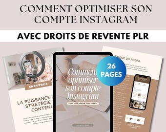 Digital product with PLR resale rights, French digital marketing guide, Instagram account optimization ebook