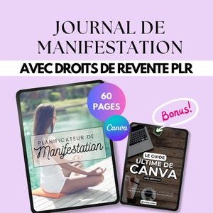 Diario de Manifestación | Ley de Atracción, Afirmaciones, Visualización, Diario | Libro electrónico en francés (derechos de reventa PLR) + Bono de Canva