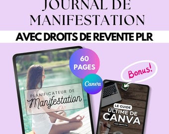 Manifestation Journal | Law of Attraction, Affirmations, Visualization, Journaling | French ebook PLR resale rights + Canva Bonus
