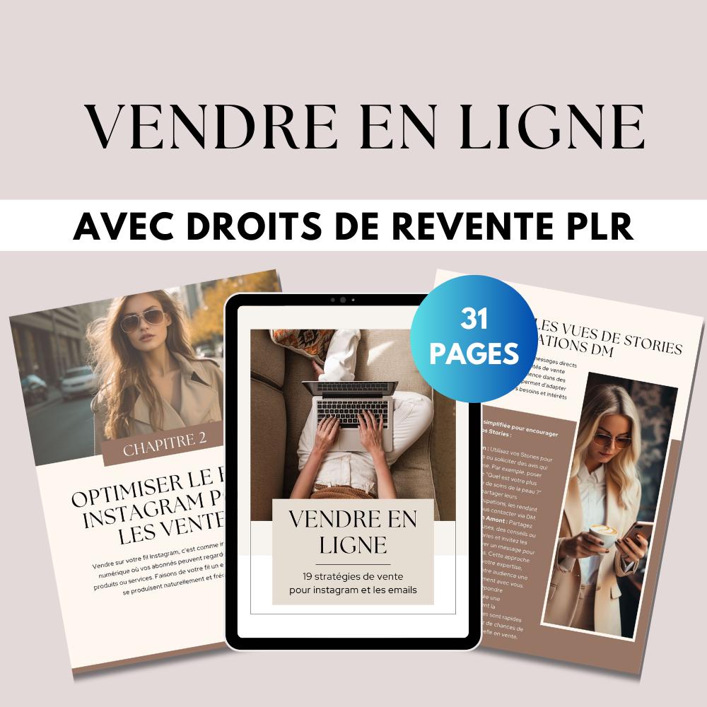 Digital product with PLR resale rights, French digital marketing guide, Ebook selling online on Instagram and emails
