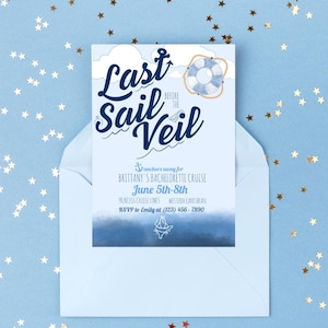 Last Sail Before The Veil Bachelorette Weekend Invitation | Nautical Bachelorette Party Digital Download | Editable Template