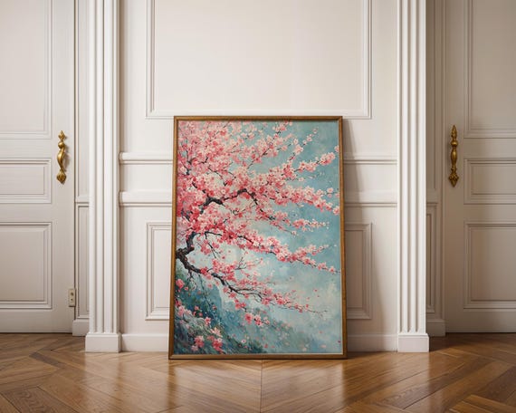 Japandi Wall Art, Cherry Blossom Print, Pink Wall Art, Minimalist Japanese Wall Art, Printable Wall Art
