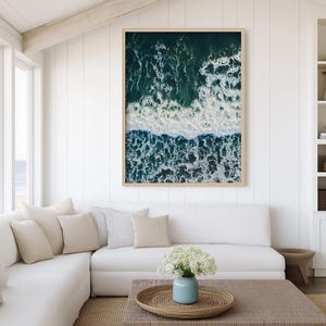 Aerial Beach Photography Print: Minimalist Ocean Texture Wall Art