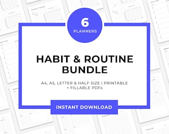 Gewohnheit & Routine Listen Bundle Printable, A4/A5/Letter/Half Letter, Instant Download PDF