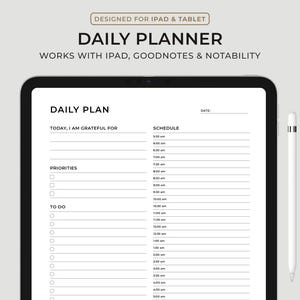 Digital Daily Planner for Ipad, Goodnotes, Notability, Noteshelf, Instant Download