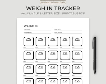 Weigh In Tracker: Printable Fitness Journal (PDF)