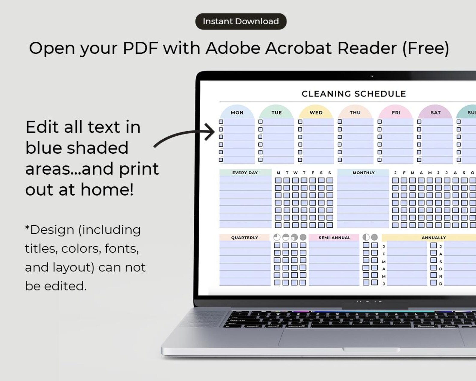 Editable Cleaning Schedule Checklist: Colorful Chores Chart (digital ...