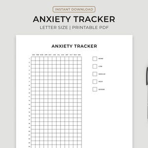 Anxiety Tracker - PRINTABLE Journal Page - Anxiety Log - Habit Tracker - Anxiety Journal - Track Anxiety Worksheet - Printable Planner Page