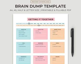 Plantilla de descarga de ideas: Planificador diario para TDAH, lista de tareas (imprimible)