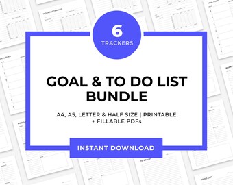 Goal & To Do Lists Bundle, Printable, A4/A5/Letter/Half Letter, Instant Download PDF